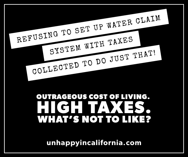 Refusing to set up Water Claim System with Taxes Collected to do just that!